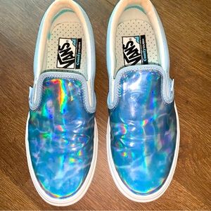 Vans Blue Iridescent Slip-On Shoes 7.5